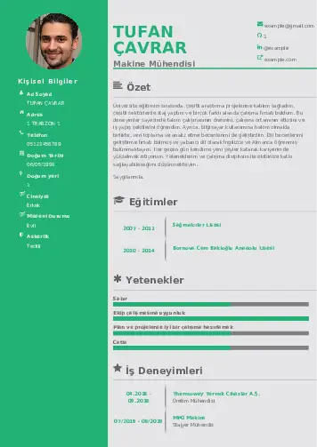 Makine Mühendisi Cv Örnekleri cv indir